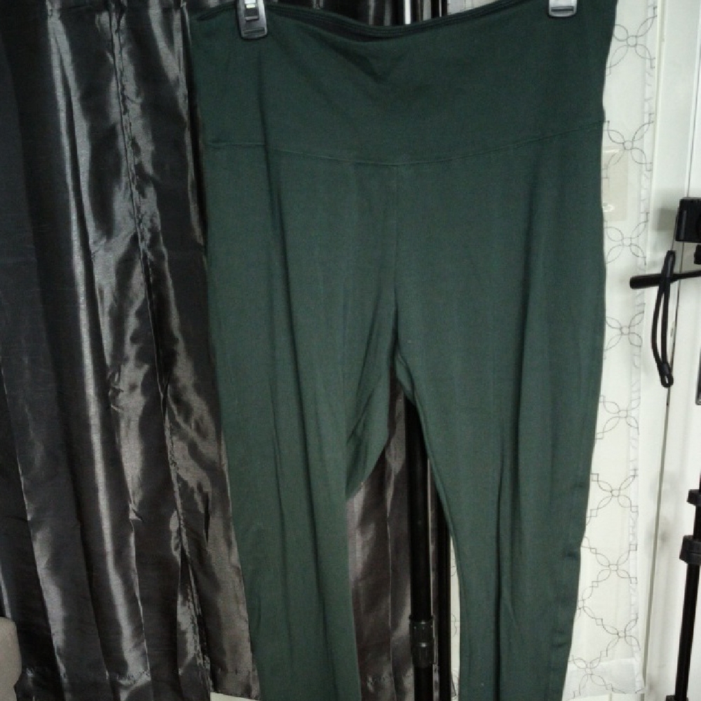 White House Black Market High Rise Leggings Deep Green Stretchy Comfort Size L